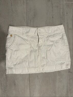 Express White Mini Skirt with Gold Accent